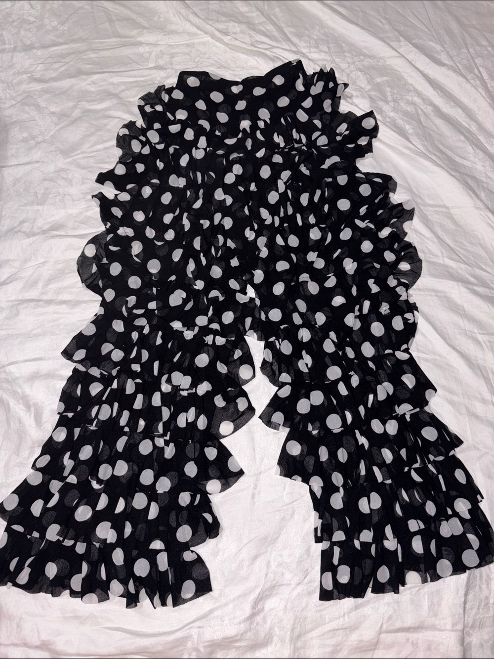 Like new Norma Kamali black white dots Wide Leg Ruffle Pant Sz XS